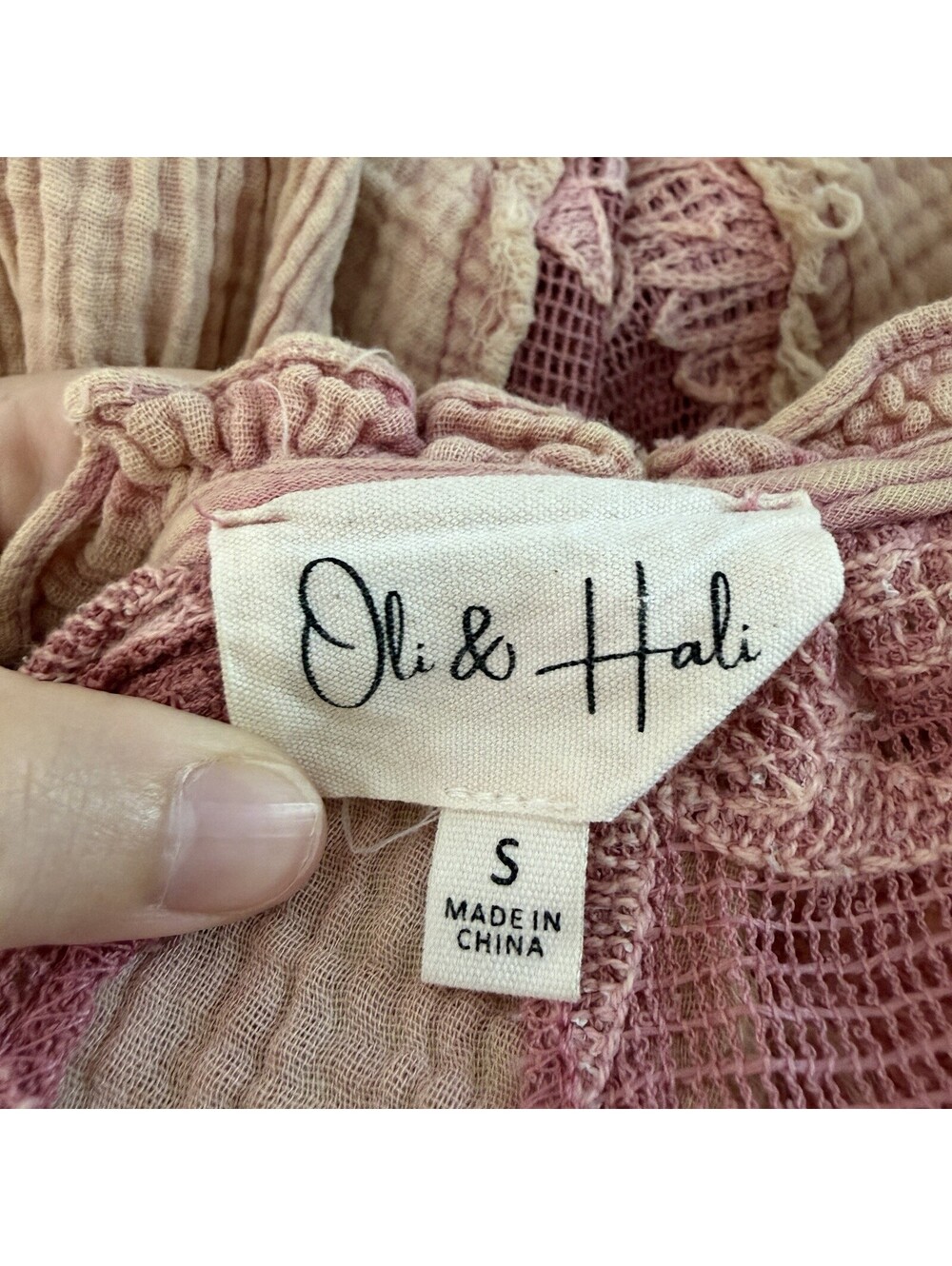 Oli & Hali Women's Pink Floral Gauze Button Up Baby Doll Blouse Top Small - Picture 5 of 6